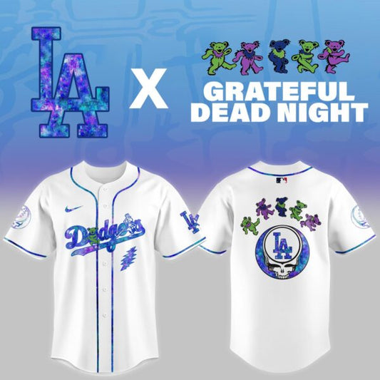 LIMITED EDITION - NEW CUSTOMIZED MLB02 LA DODGERS x GRATEFUL DEAD BASEBALL JERSEY
