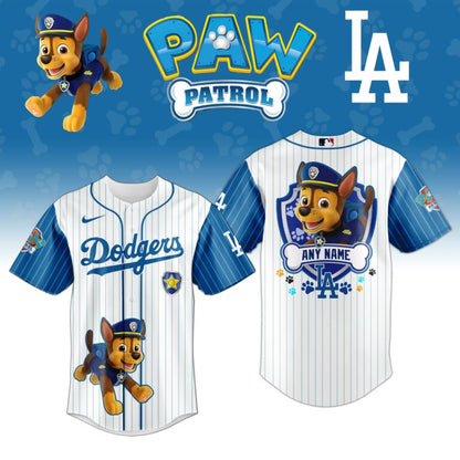 LIMITED EDITION - NEW CUSTOMIZED MLB02 LAD LOS ANGELES DODGERS x PAW PATROL BASEBALL JERSEY & CAP