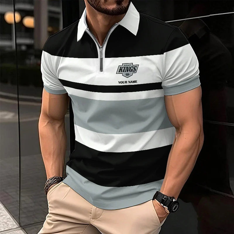 LIMITED EDITION - NEW CUSTOMIZED NHL16 LAK LOS ANGELES KINGS ZIP POLO SHIRT