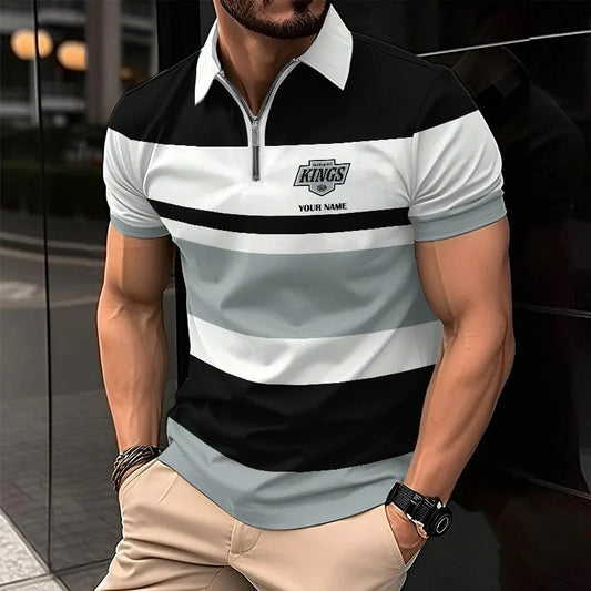 LIMITED EDITION - NEW CUSTOMIZED NHL16 LAK LOS ANGELES KINGS ZIP POLO SHIRT