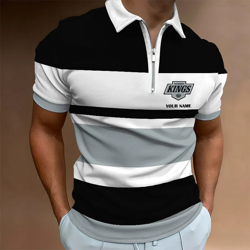 LIMITED EDITION - NEW CUSTOMIZED NHL16 LAK LOS ANGELES KINGS ZIP POLO SHIRT
