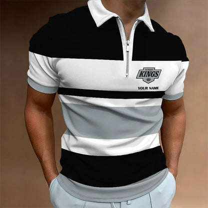 LIMITED EDITION - NEW CUSTOMIZED NHL16 LAK LOS ANGELES KINGS ZIP POLO SHIRT