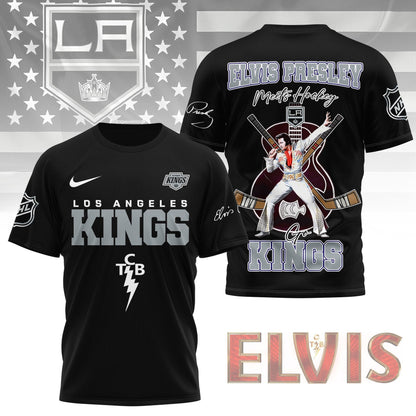 LIMITED EDITION - NEW CUSTOMIZED NHL16 LAK LOS ANGELES KINGS X ELVIS PRESLEY FAN 3D SHIRT