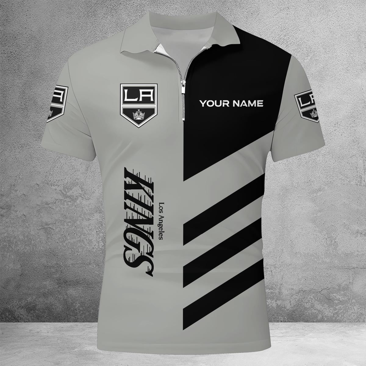 LIMITED EDITION - NEW CUSTOMIZED NHL16 LAK LOS ANGELES KINGS ZIP POLO SHIRT