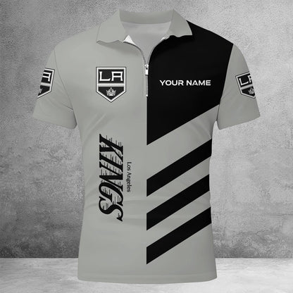 LIMITED EDITION - NEW CUSTOMIZED NHL16 LAK LOS ANGELES KINGS ZIP POLO SHIRT