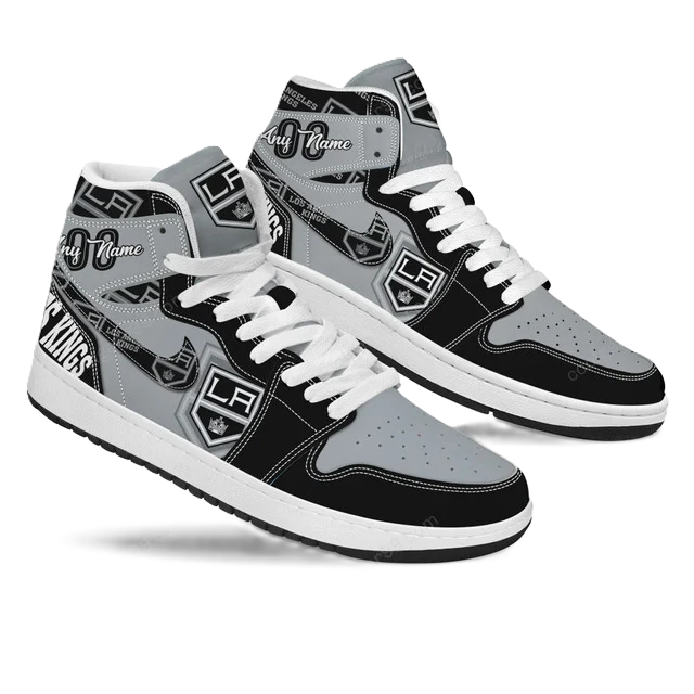 LIMITED EDITION - NEW CUSTOMIZED NHL16 LA KINGS AIR JORDAN SNEAKERS
