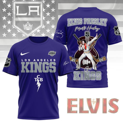 LIMITED EDITION - NEW CUSTOMIZED NHL16 LAK LOS ANGELES KINGS X ELVIS PRESLEY FAN 3D SHIRT
