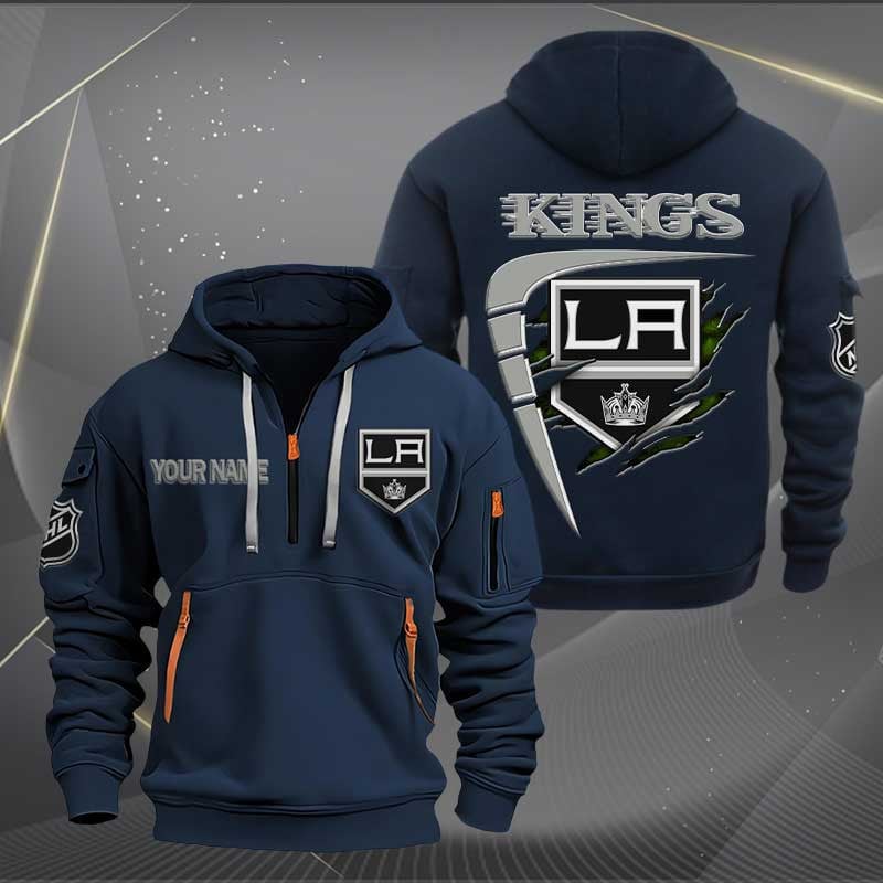 LIMITED EDITION - NEW CUSTOMIZED NHL16 LAK LOS ANGELES KINGS QUARTER ZIP HOODIE