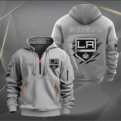 LIMITED EDITION - NEW CUSTOMIZED NHL16 LAK LOS ANGELES KINGS QUARTER ZIP HOODIE