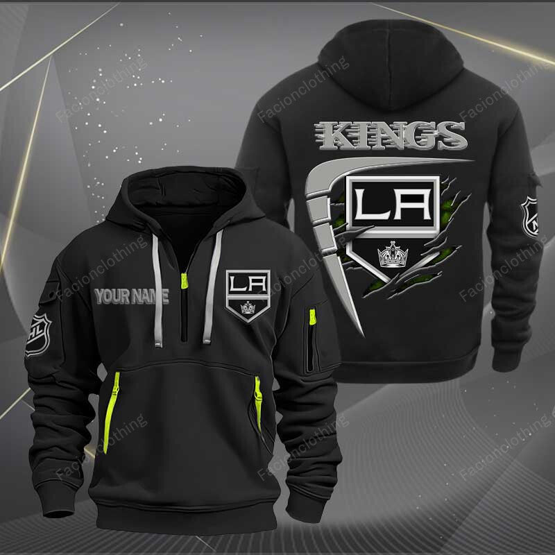 LIMITED EDITION - NEW CUSTOMIZED NHL16 LAK LOS ANGELES KINGS QUARTER ZIP HOODIE