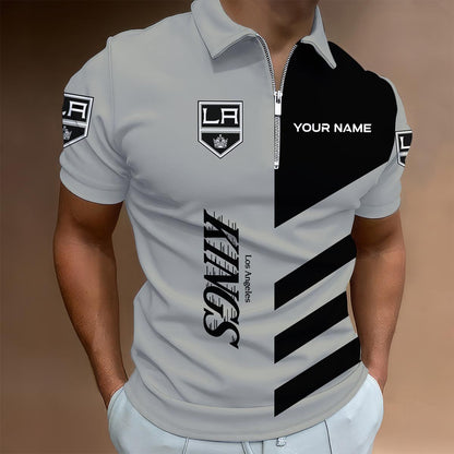 LIMITED EDITION - NEW CUSTOMIZED NHL16 LAK LOS ANGELES KINGS ZIP POLO SHIRT