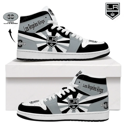 LIMITED EDITION - NEW CUSTOMIZED NHL16 LA KINGS AIR JORDAN SNEAKERS