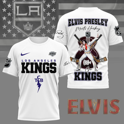 LIMITED EDITION - NEW CUSTOMIZED NHL16 LAK LOS ANGELES KINGS X ELVIS PRESLEY FAN 3D SHIRT