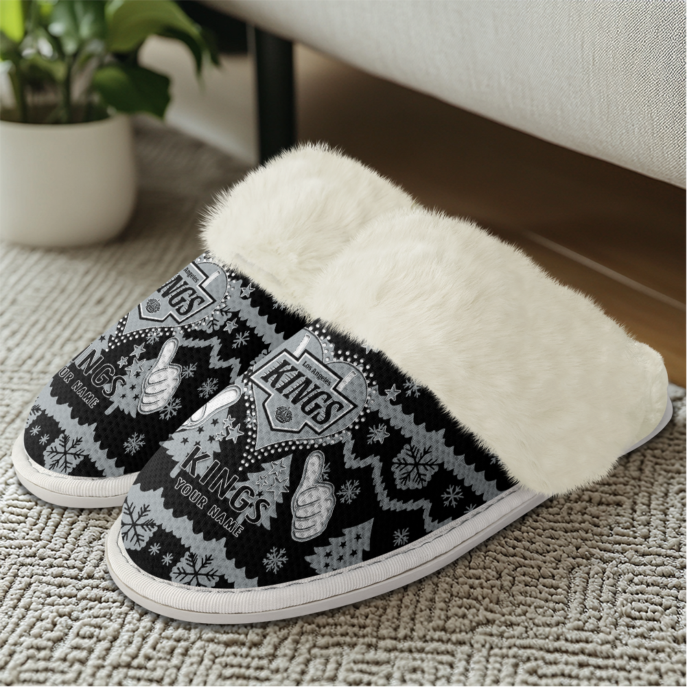 LIMITED EDITION - NEW CUSTOMIZED NHL16 LAK LOS ANGELES KINGS FUR-LINED SLIPPERS