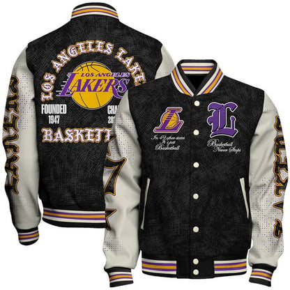 LIMITED EDITION - NEW CUSTOMIZED NBA09 LLA LOS ANGELES LAKERS BASEBALL JACKET, SATIN VARSITY JACKET