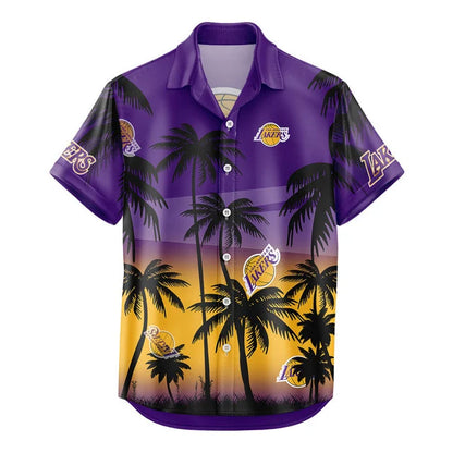 LIMITED EDITION - NEW CUSTOMIZED NBA09 LLA LOS ANGELES LAKERS UNISEX HAWAIIAN SHIRT & SHORTS SET