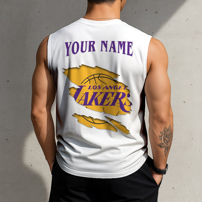 LIMITED EDITION - NEW CUSTOMIZED NBA09 LLA LOS ANGELES LAKERS TANKTOP & GYM SHIRT