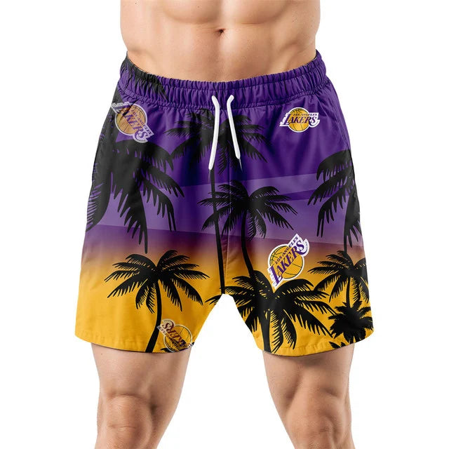 LIMITED EDITION - NEW CUSTOMIZED NBA09 LLA LOS ANGELES LAKERS UNISEX HAWAIIAN SHIRT & SHORTS SET