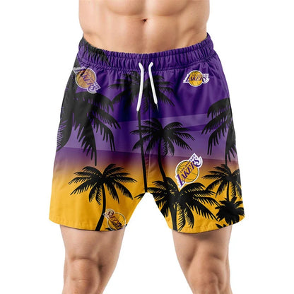 LIMITED EDITION - NEW CUSTOMIZED NBA09 LLA LOS ANGELES LAKERS UNISEX HAWAIIAN SHIRT & SHORTS SET