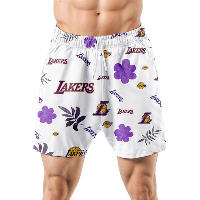 LIMITED EDITION - NEW CUSTOMIZED NBA09 LLA LOS ANGELES LAKERS UNISEX HAWAIIAN SHIRT & SHORTS SET
