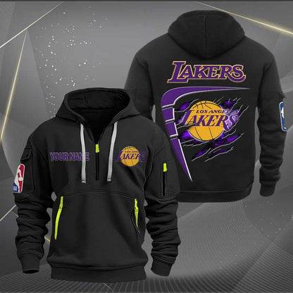 [HOT DEAL] NEW CUSTOMIZED NBA09 LL LOS ANGELES LAKERS QUARTER ZIP HOODIE