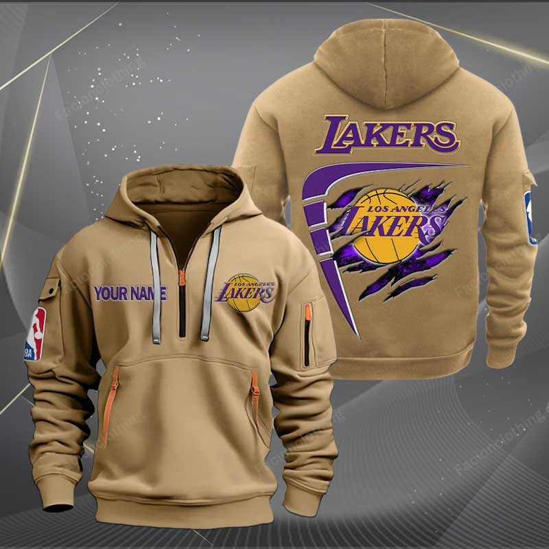 [HOT DEAL] NEW CUSTOMIZED NBA09 LL LOS ANGELES LAKERS QUARTER ZIP HOODIE