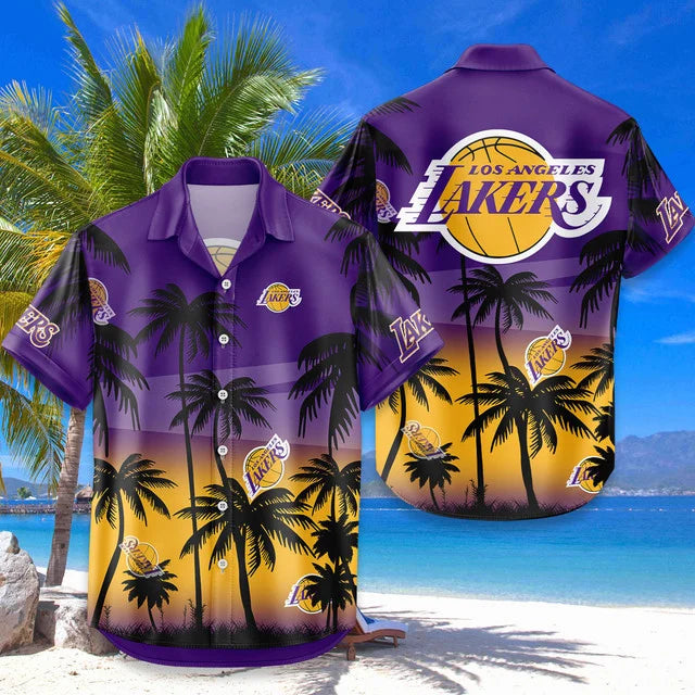 LIMITED EDITION - NEW CUSTOMIZED NBA09 LLA LOS ANGELES LAKERS UNISEX HAWAIIAN SHIRT & SHORTS SET