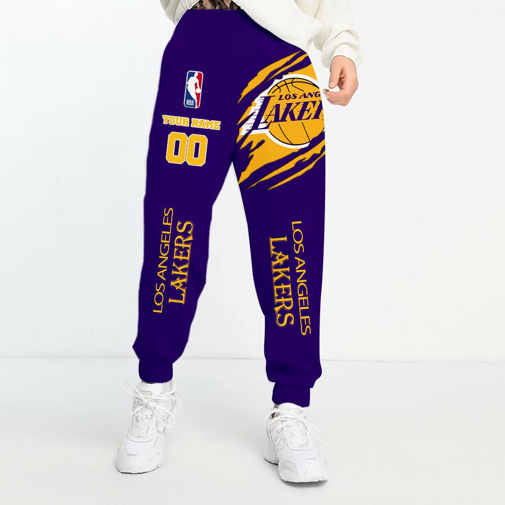 LIMITED EDITION - NEW CUSTOMIZED NHL09 NBA09 LL LOS ANGELES LAKERS UNISEX LONG PANTS