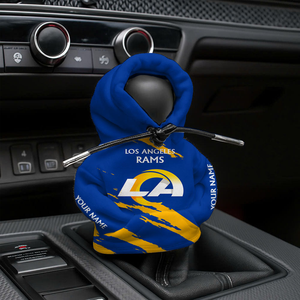 LIMITED EDITION - NEW CUSTOMIZED NFL22 LAR LOS ANGELES RAMS CAR HOODIE SHIFT KNOB COVER