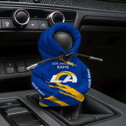 LIMITED EDITION - NEW CUSTOMIZED NFL22 LAR LOS ANGELES RAMS CAR HOODIE SHIFT KNOB COVER