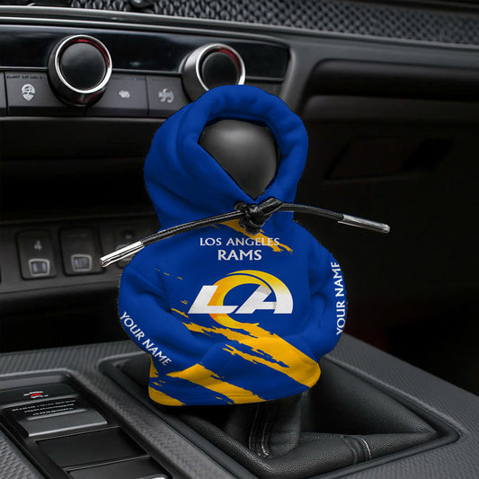 LIMITED EDITION - NEW CUSTOMIZED NFL22 LAR LOS ANGELES RAMS CAR HOODIE SHIFT KNOB COVER