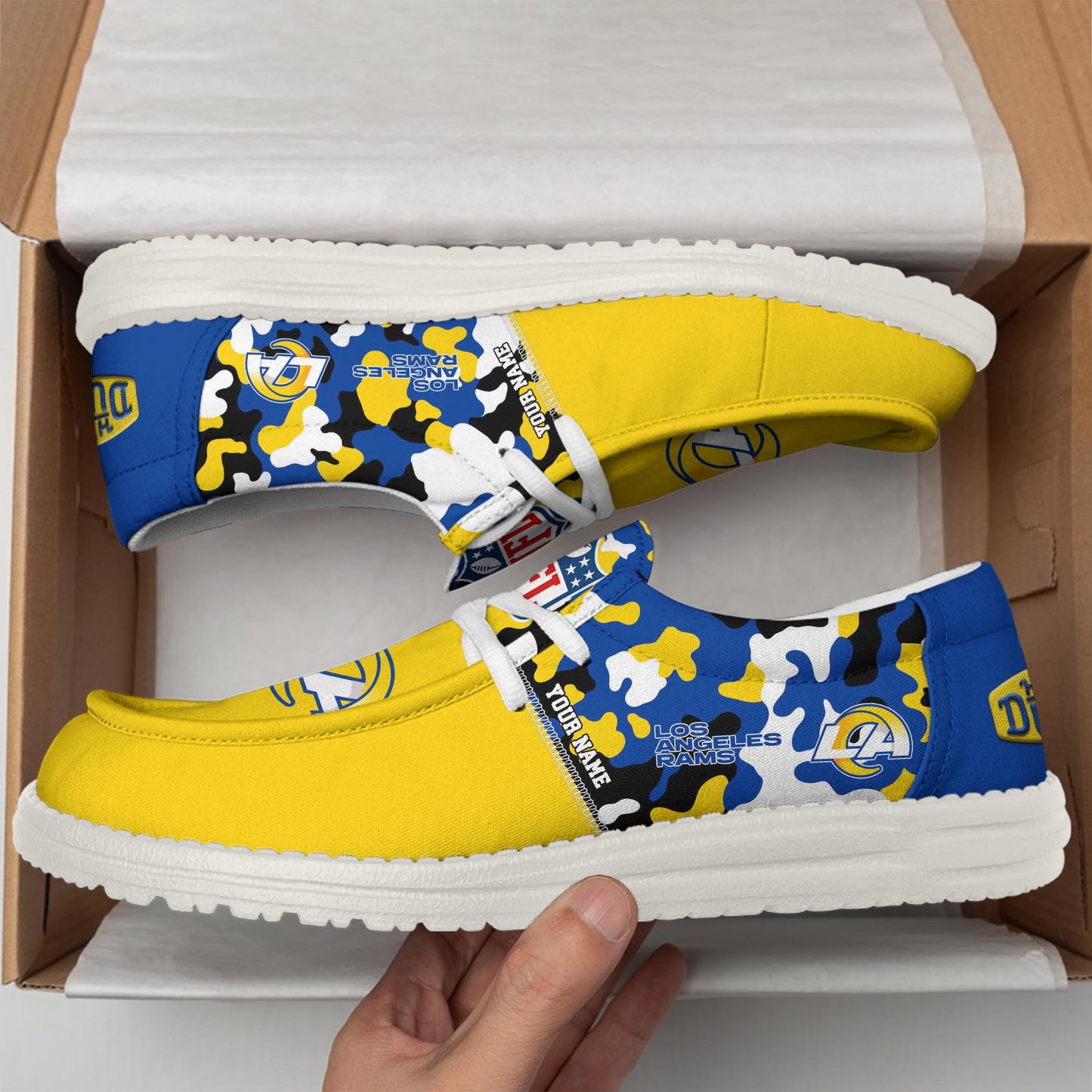 LIMITED EDITION - NEW CUSTOMIZED NFL22 LAR LOS ANGELES RAMS LOAFER SHOES