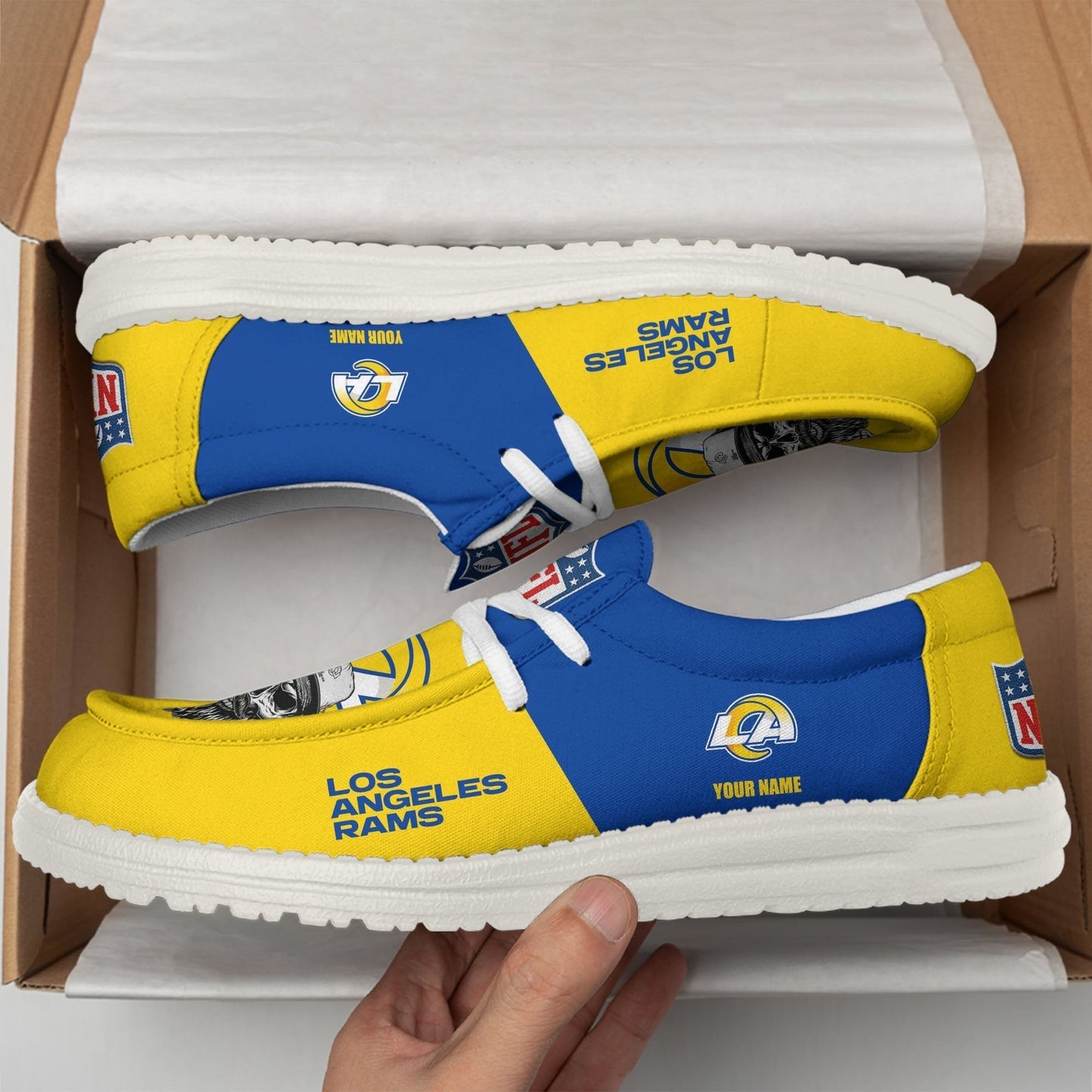 LIMITED EDITION - NEW CUSTOMIZED NFL22 LAR LOS ANGELES RAMS LOAFER SHOES