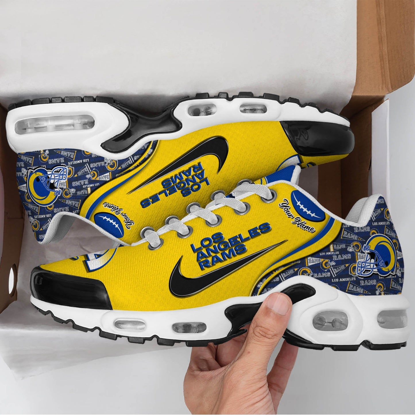 LIMITED EDITION - NEW CUSTOMIZED NFL22 LAR LOS ANGELES RAMS UNISEX AIR MAX PLUS SNEAKERS