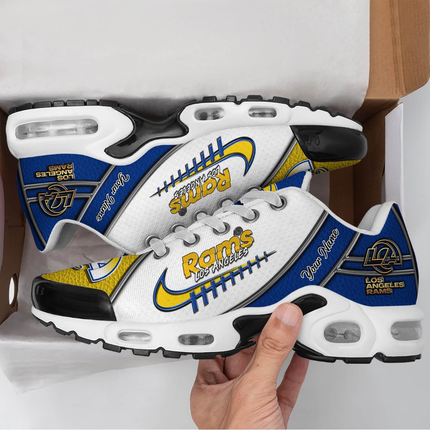 LIMITED EDITION - NEW CUSTOMIZED NFL22 LAR LOS ANGELES RAMS UNISEX AIR MAX PLUS SNEAKERS
