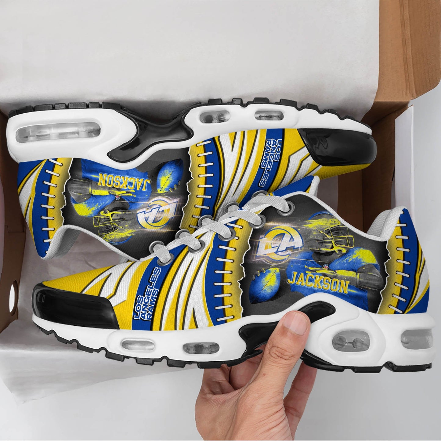 LIMITED EDITION - NEW CUSTOMIZED NFL22 LAR LOS ANGELES RAMS UNISEX AIR MAX PLUS SNEAKERS