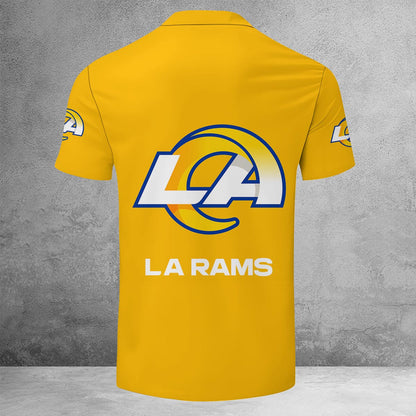LIMITED EDITION - NEW CUSTOMIZED NFL22 LAR LOS ANGELES RAMS ZIP POLO SHIRT