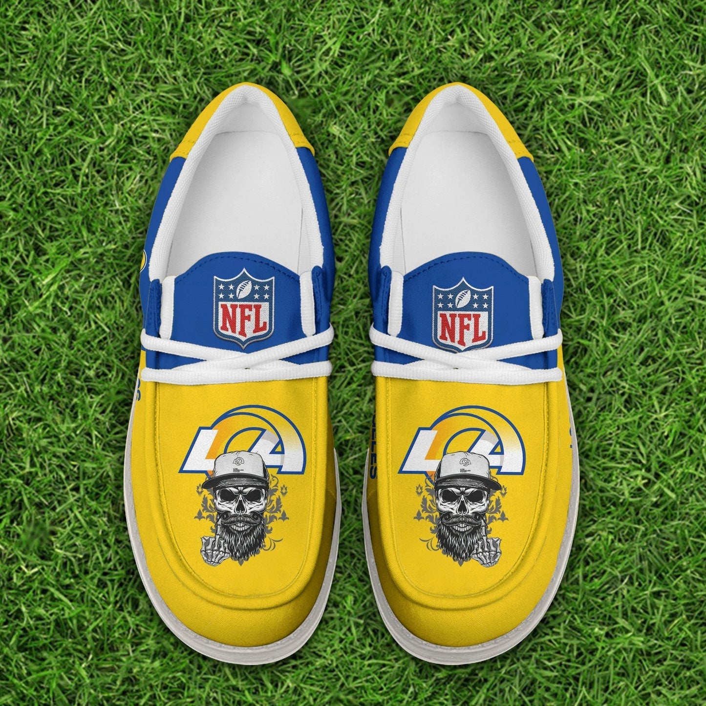 LIMITED EDITION - NEW CUSTOMIZED NFL22 LAR LOS ANGELES RAMS LOAFER SHOES