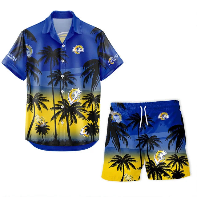 LIMITED EDITION - NEW CUSTOMIZED NFL22 LAR LOS ANGELES RAMS UNISEX HAWAIIAN SHIRT & SHORTS SET
