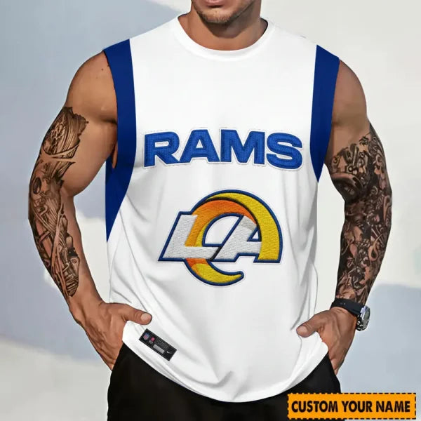 LIMITED EDITION - NEW CUSTOMIZED NFL22 LAR LOS ANGELES RAMS TANKTOP & GYM SHIRT