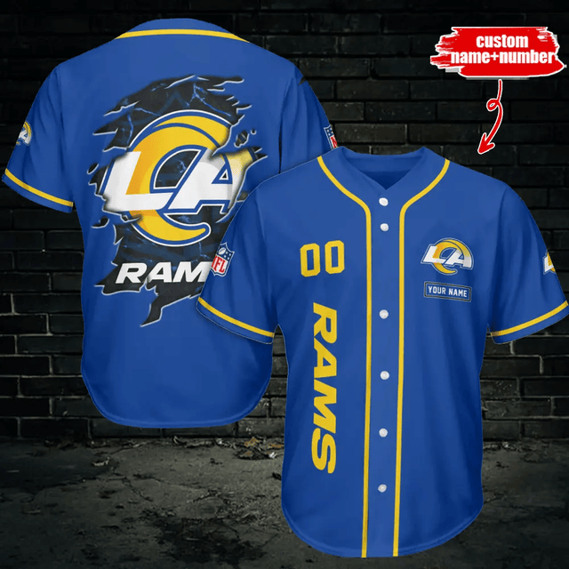 LIMITED EDITION - NEW CUSTOMIZED NFL22 LAR LOS ANGELES RAMS BASEBALL JERSEY