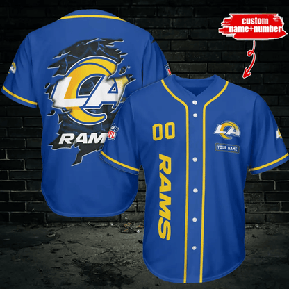 LIMITED EDITION - NEW CUSTOMIZED NFL22 LAR LOS ANGELES RAMS BASEBALL JERSEY