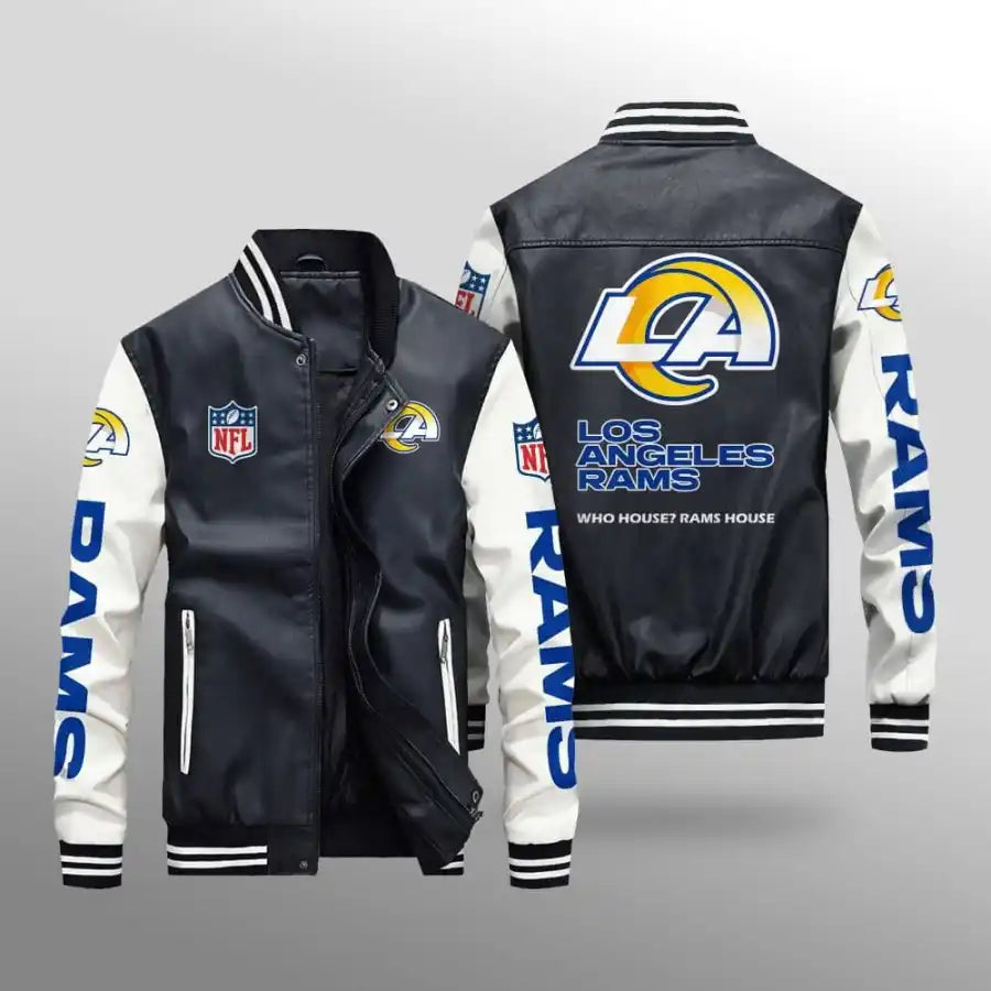 LIMITED EDITION - NEW CUSTOMIZED NFL22 LAR LOS ANGELES RAMS LEATHER BOMBER JACKET
