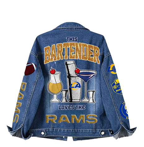 LIMITED EDITION - NEW CUSTOMIZED NFL22 LAR LOS ANGELES RAMS DENIM JACKET