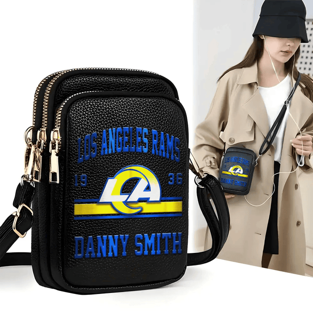 LIMITED EDITION - NEW CUSTOMIZED NFL22 LAR LOS ANGELES RAMS LEATHER CROSSBODY BAG