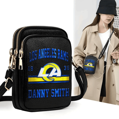 LIMITED EDITION - NEW CUSTOMIZED NFL22 LAR LOS ANGELES RAMS LEATHER CROSSBODY BAG