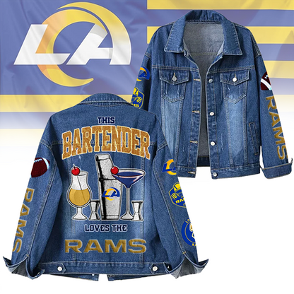 LIMITED EDITION - NEW CUSTOMIZED NFL22 LAR LOS ANGELES RAMS DENIM JACKET