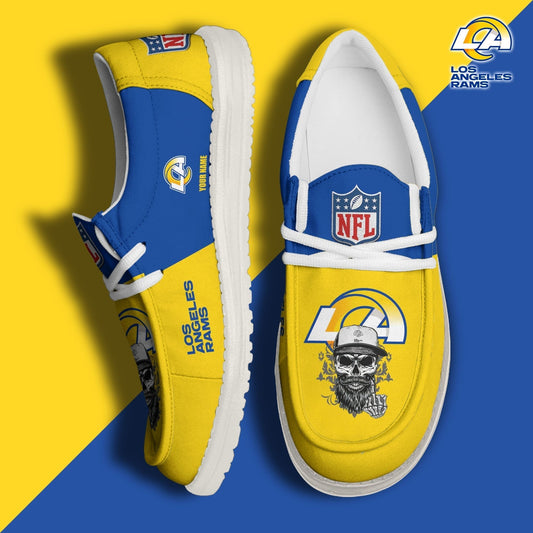 LIMITED EDITION - NEW CUSTOMIZED NFL22 LAR LOS ANGELES RAMS LOAFER SHOES
