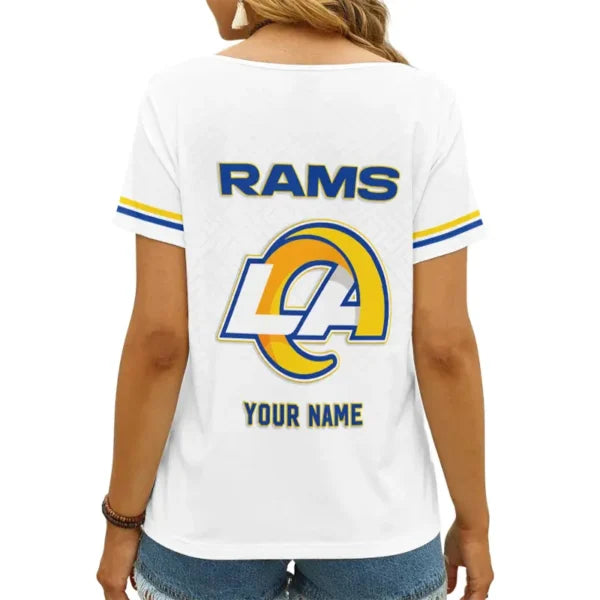 LIMITED EDITION - NEW CUSTOMIZED NFL22 LAR LOS ANGELES RAMS V-NECK FEMALE SHIRT