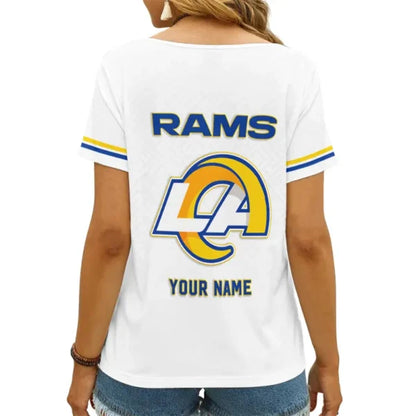 LIMITED EDITION - NEW CUSTOMIZED NFL22 LAR LOS ANGELES RAMS V-NECK FEMALE SHIRT